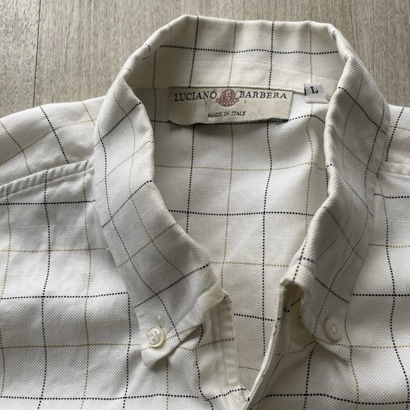 Luciano Barbera Other - Luciano Barbera Men’s Large Button Down Shirt Made In Italy White Windowpane